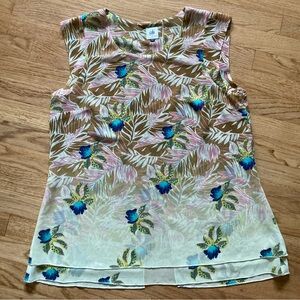 CAbi Multicolor Floral Chiffon Blouse